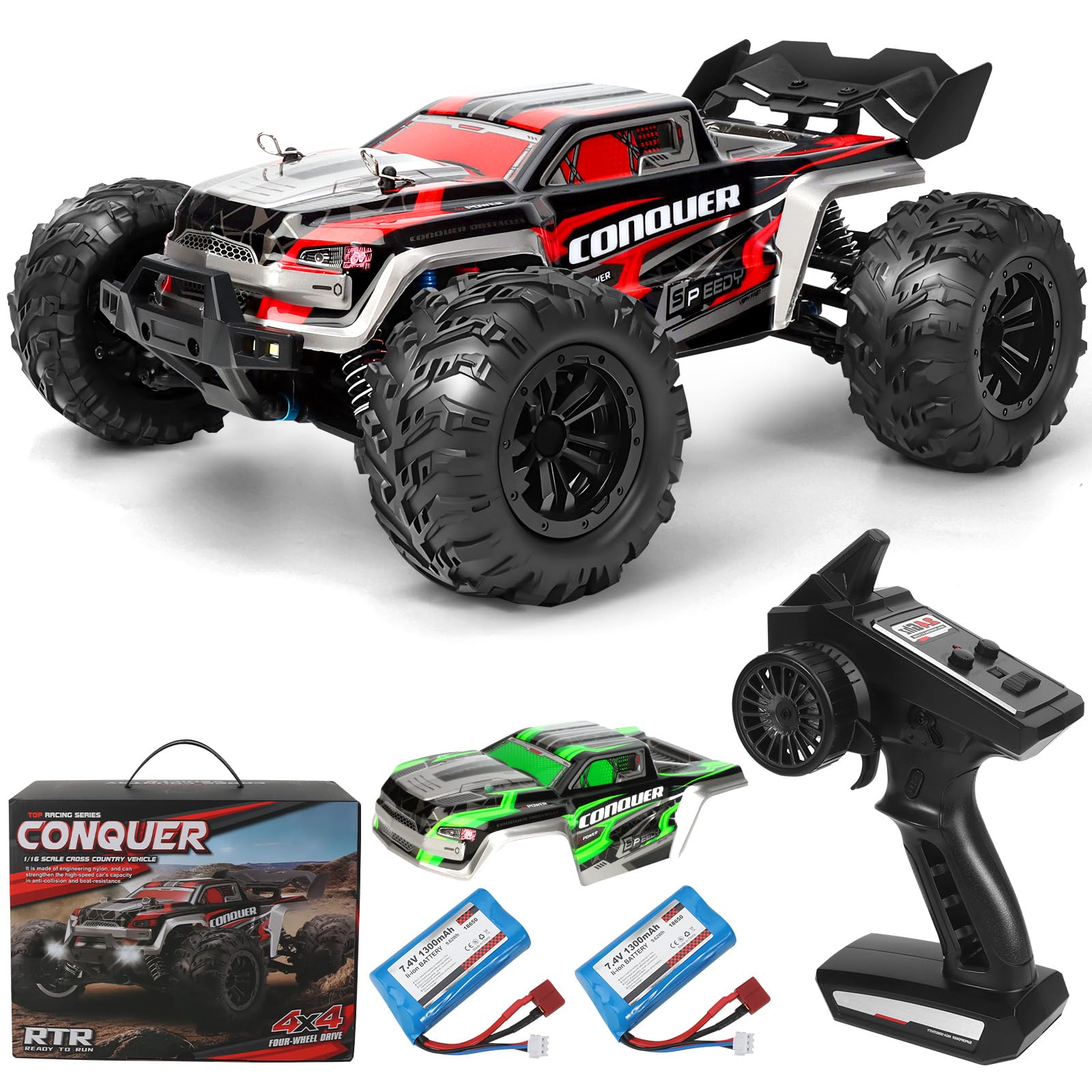 1 16 Scale All-Terrain RC Car for Adults - 40 KM H High Speed 4WD Off-Road Remote Control