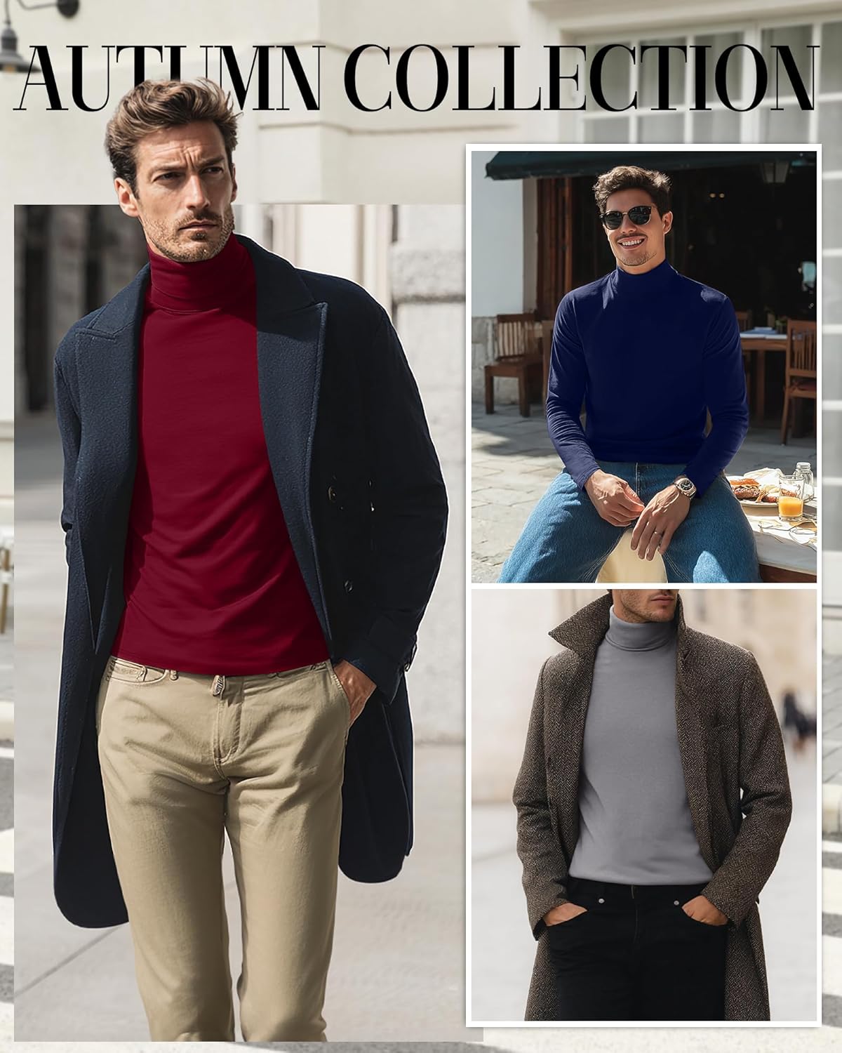 Neer 5 Packs Mens Big and Tall Long Sleeve Shirts Turtleneck Thermal Tops Casual Basic Tees Lightweight Pullover Undershirt - Image 2