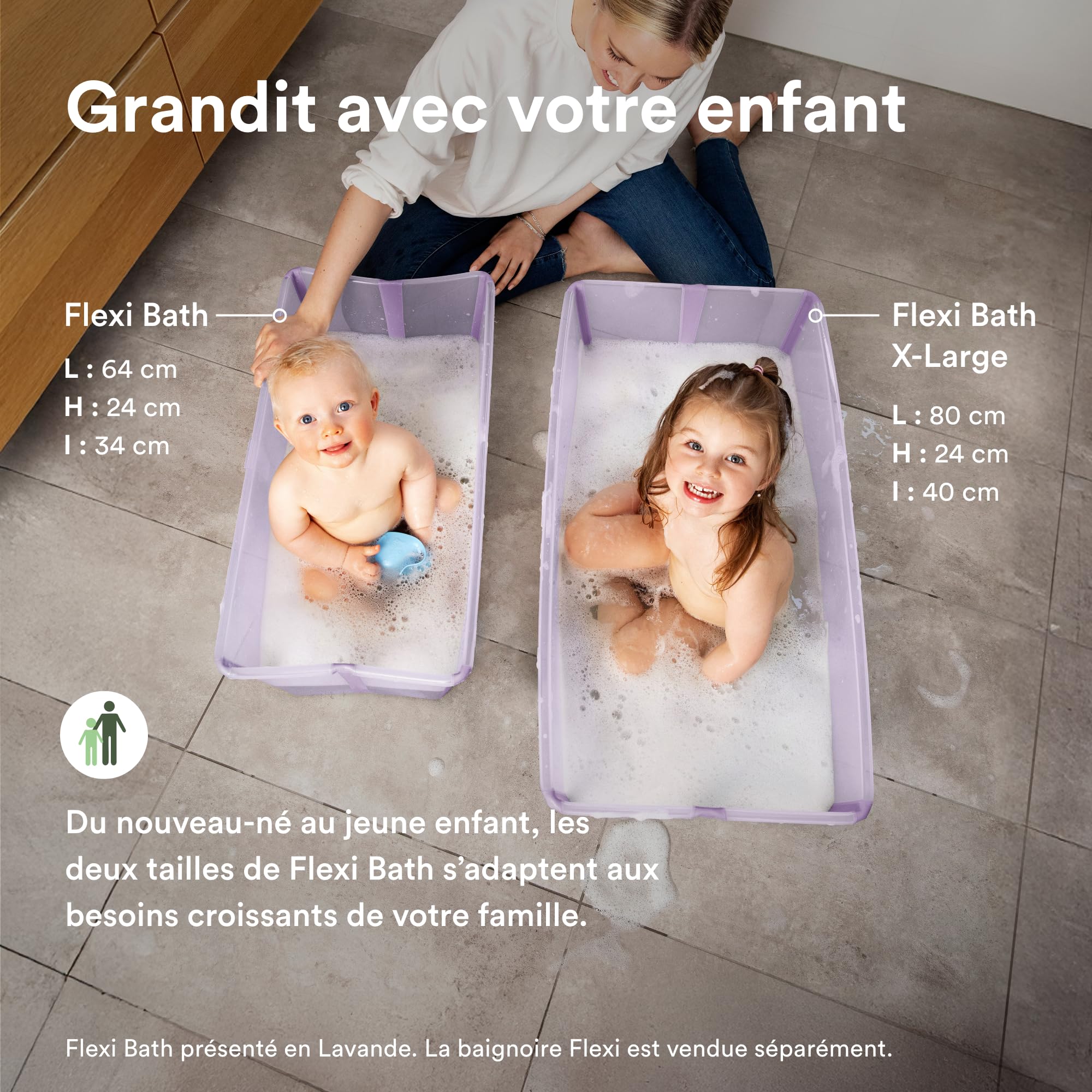Stokke Flexi Bath X-Large Blanc Baignoire bébé pliable spacieuse légère facile à ranger 0-6 ans