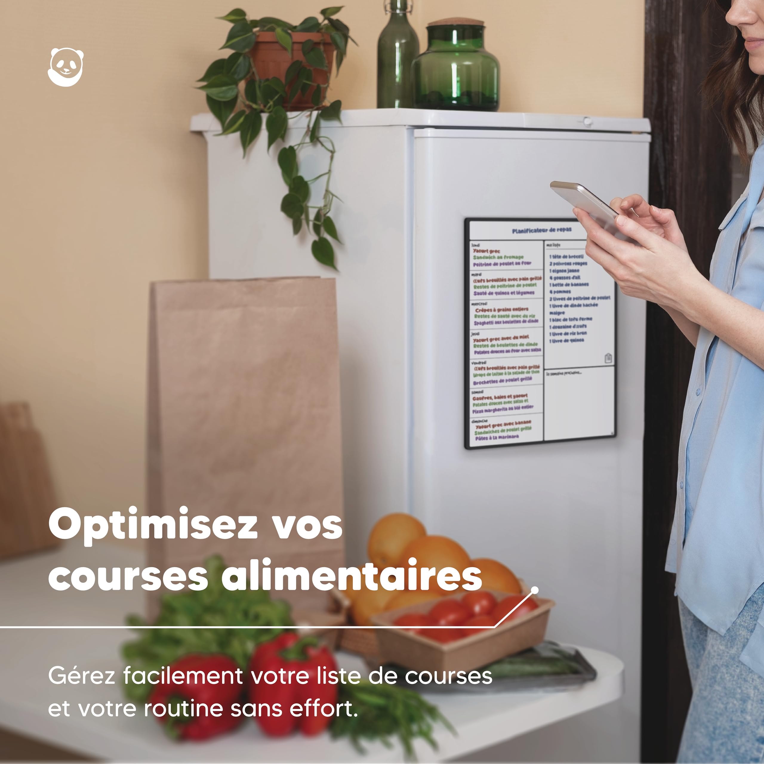 Smart Panda Calendrier Magnétique Frigo Planification Repas Familiaux A4 Français