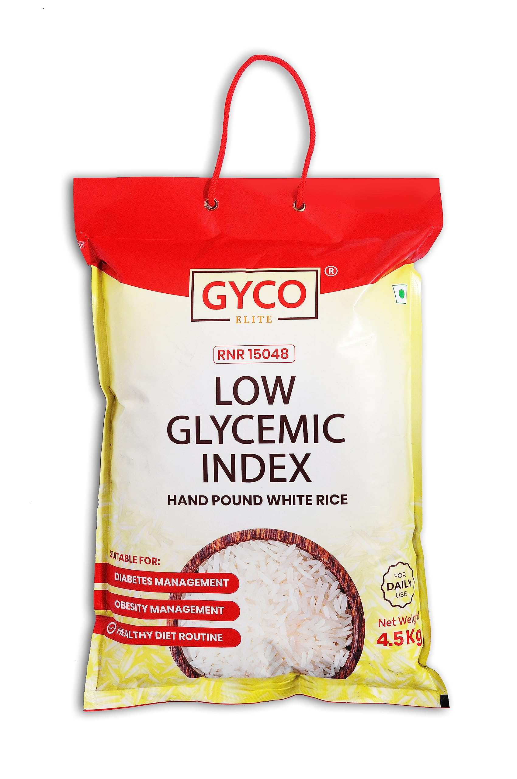 Gyco Elite Low GI Rice | Sugar-Free White Rice for Diabetics | Certified Low Glycemic Index Rice for Blood Sugar Management (Diabetic Friendly) | Diet & Diabetic Management Rice - 4.5kg (B0C8Z1T297) Amazon Price History, Amazon Price Tracker