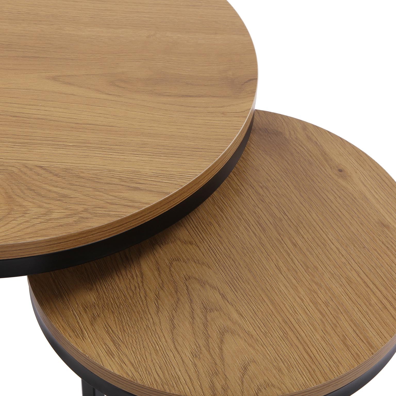 Versa Megan Mesa Nido Auxiliar para el Salón, la Habitación o la Cocina. Moderna Mesilla Baja, Set de 2, Medidas (Al x L x An) 48 x 45 x 45 cm, Madera y Metal, Color Marrón y Negro