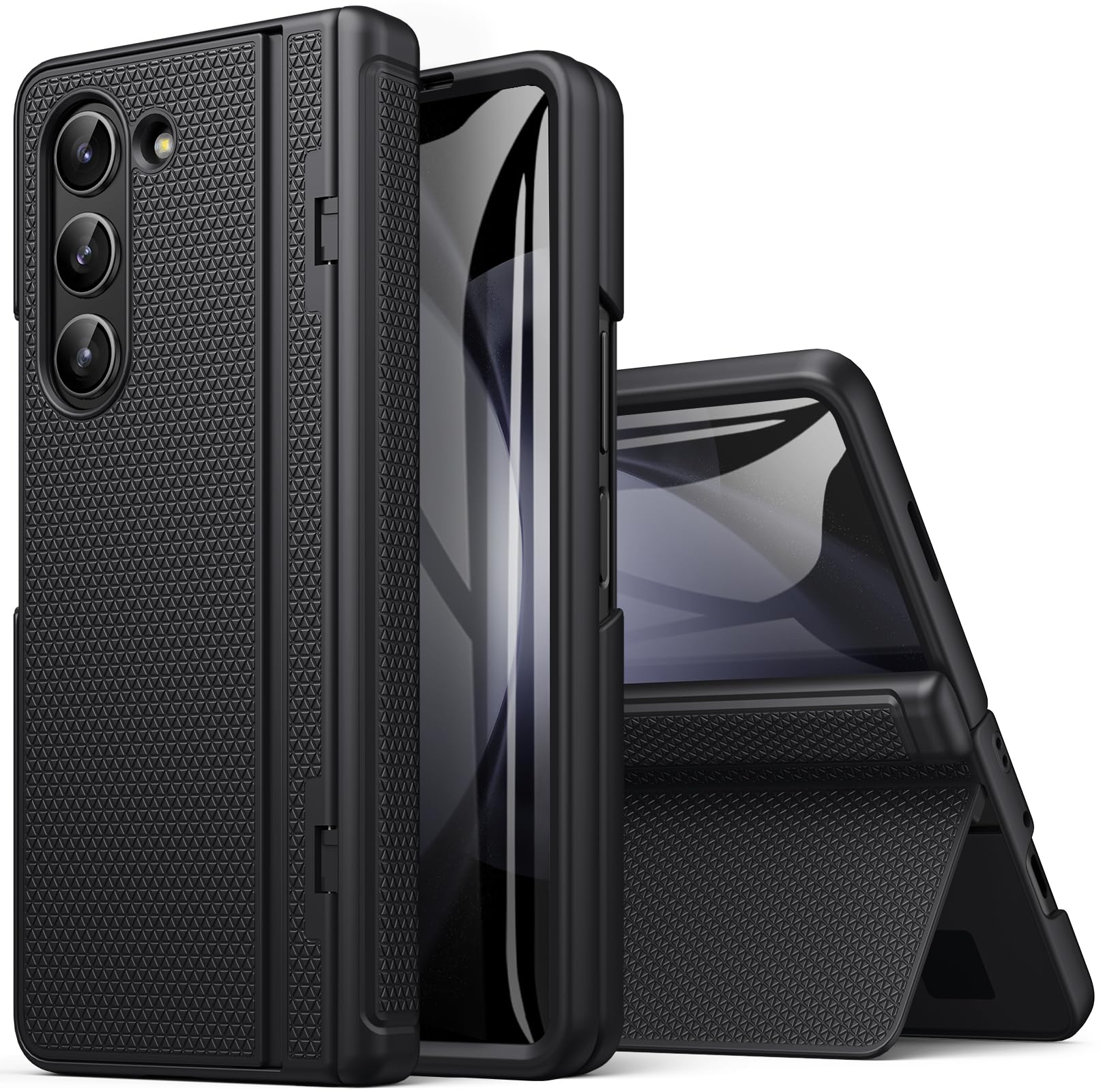 Coque pour Samsung Galaxy Z Fold 5 avec Support, Noir
