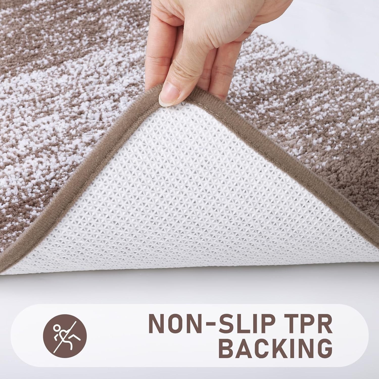 Bsmathom Bathroom Rugs Sets 4 Piece with Toilet Lid Cover, Non-Slip Bathroom Rugs and Mats Sets, Absorbent Bath Rugs Microfiber Shaggy Machine Washable Bath Rug Set, Coffee