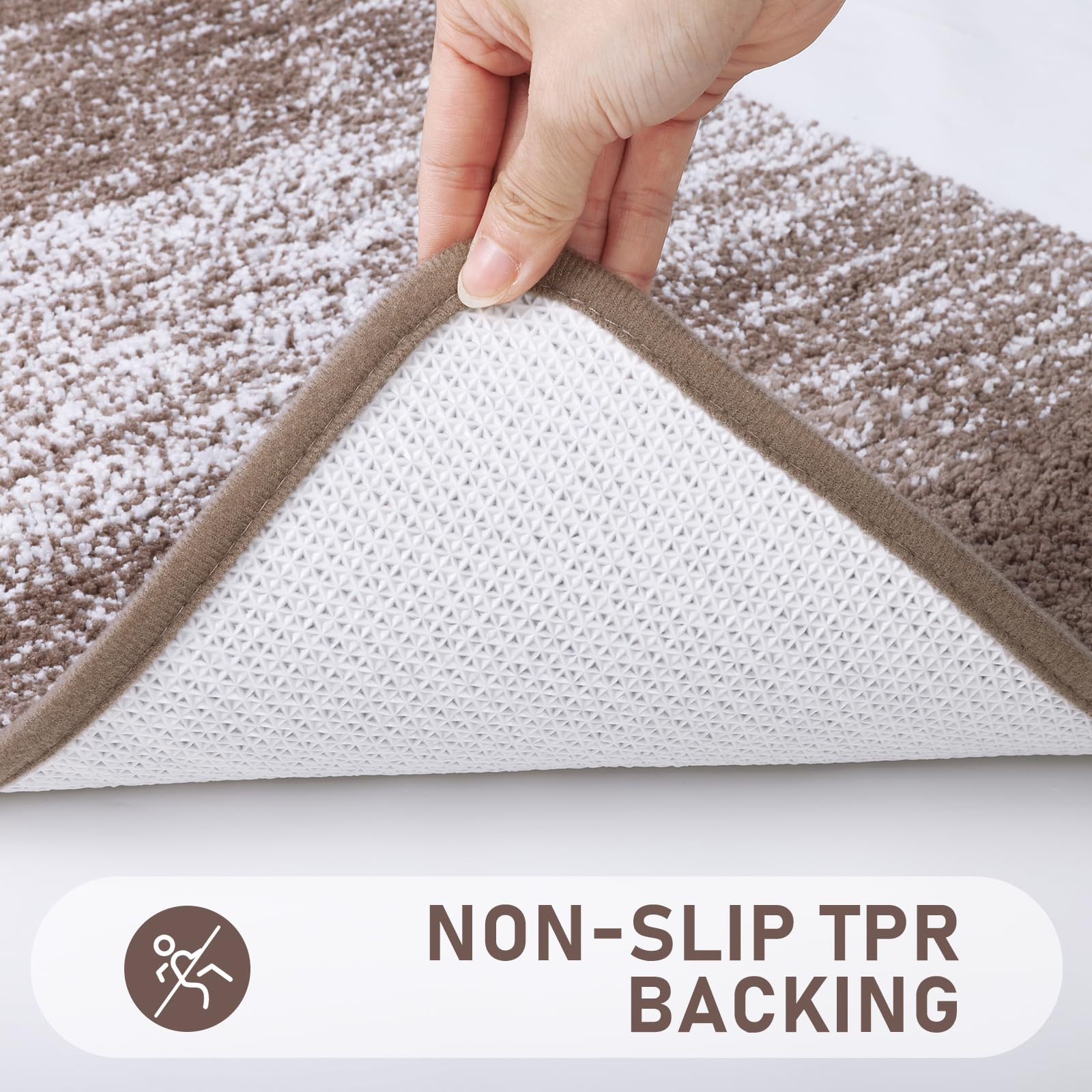 Bsmathom Bathroom Rugs Sets 5 Piece with Toilet Cover, Soft Absorbent Bath Mats Non-Slip for Bathroom, Machine Washable Bath Rugs with U-Shaped Contour Toilet Mat for Bathroom Tub, Shower, Coffee