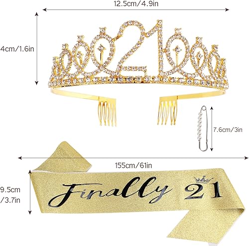 Miniatura 3 de CAVETEE Juego de corona y banda de cumpleaños de 50 años para mujer, juego de tiaras y banda de 50 cumpleaños para mujer, decoraciones de 50