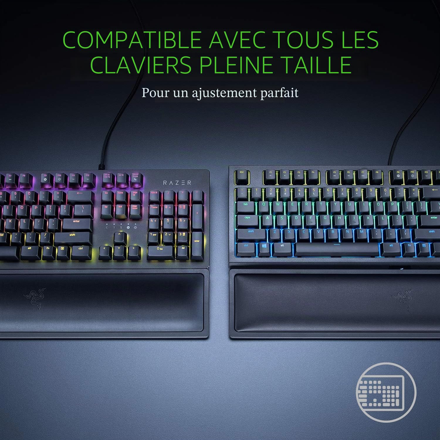 Razer Ergonomic Wrist Rest Pro for Full-Sized Keyboards: Cooling Gel Infused - Anti-Slip Rubber Base - Angled Incline - Classic Black