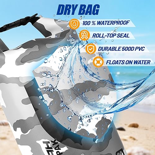 Miniatura 3 de Bolsa seca impermeable, 5L10L20L30L40L Mochila de almacenamiento ligera con funda para teléfono para mujeres y hombres, saco impermeable flotante