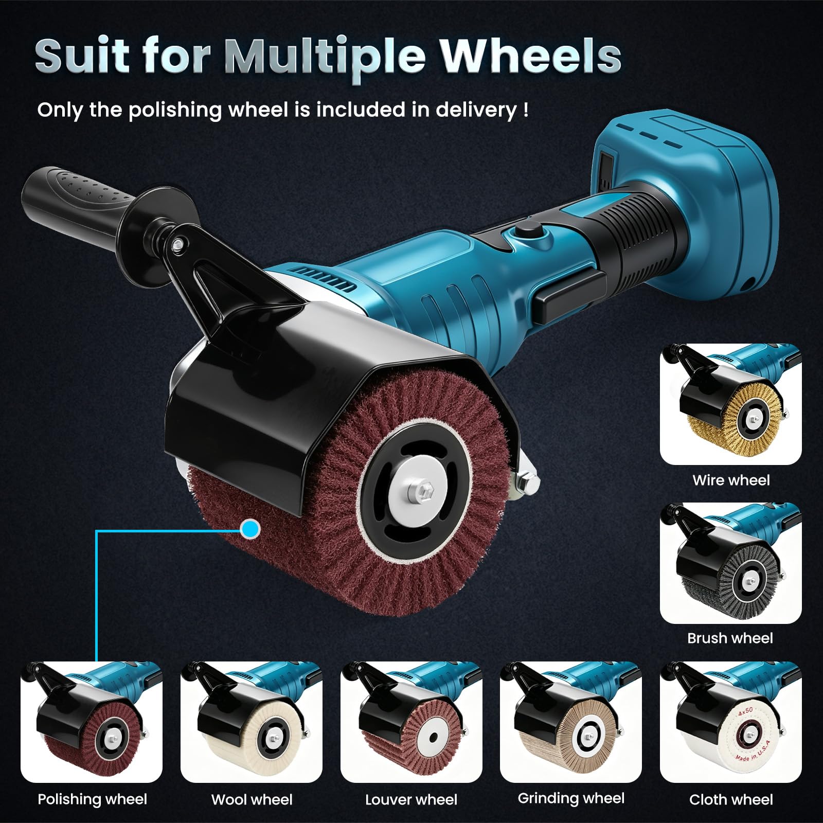 Satinatrice a Rullo Compatibile con Makita 18V, Levigatrice a Spazzola per Legno con Rullo Satinatore, Motore Brushless 8500RPM, 3 Velocità per Ristrutturazione e Finitura Superfici (Senza Batteria)