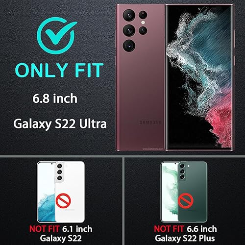 Miniatura 2 de YKHJKLEC Funda para Samsung Galaxy S22 Ultra, grado militar, a prueba de golpes, caídas y polvo, con 2 protectores de pantalla de TPU flexible