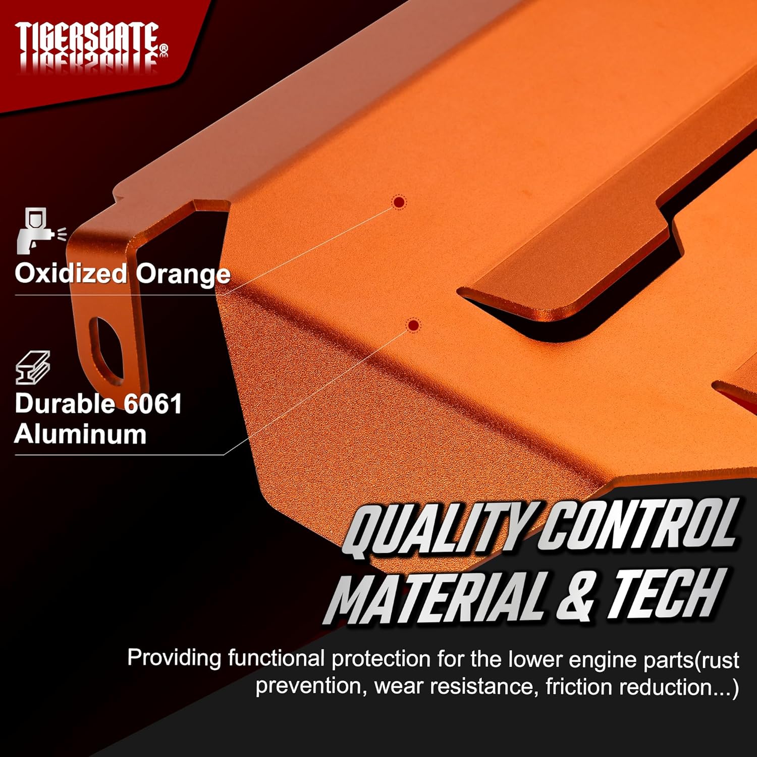 2018-2024 Softail Engine Skid Plate for Breakout, Deluxe, Fat Bob, Fat Boy, Street Bob, Sport Glide, Heritage Classic, Low Rider, Slim Models, Orange