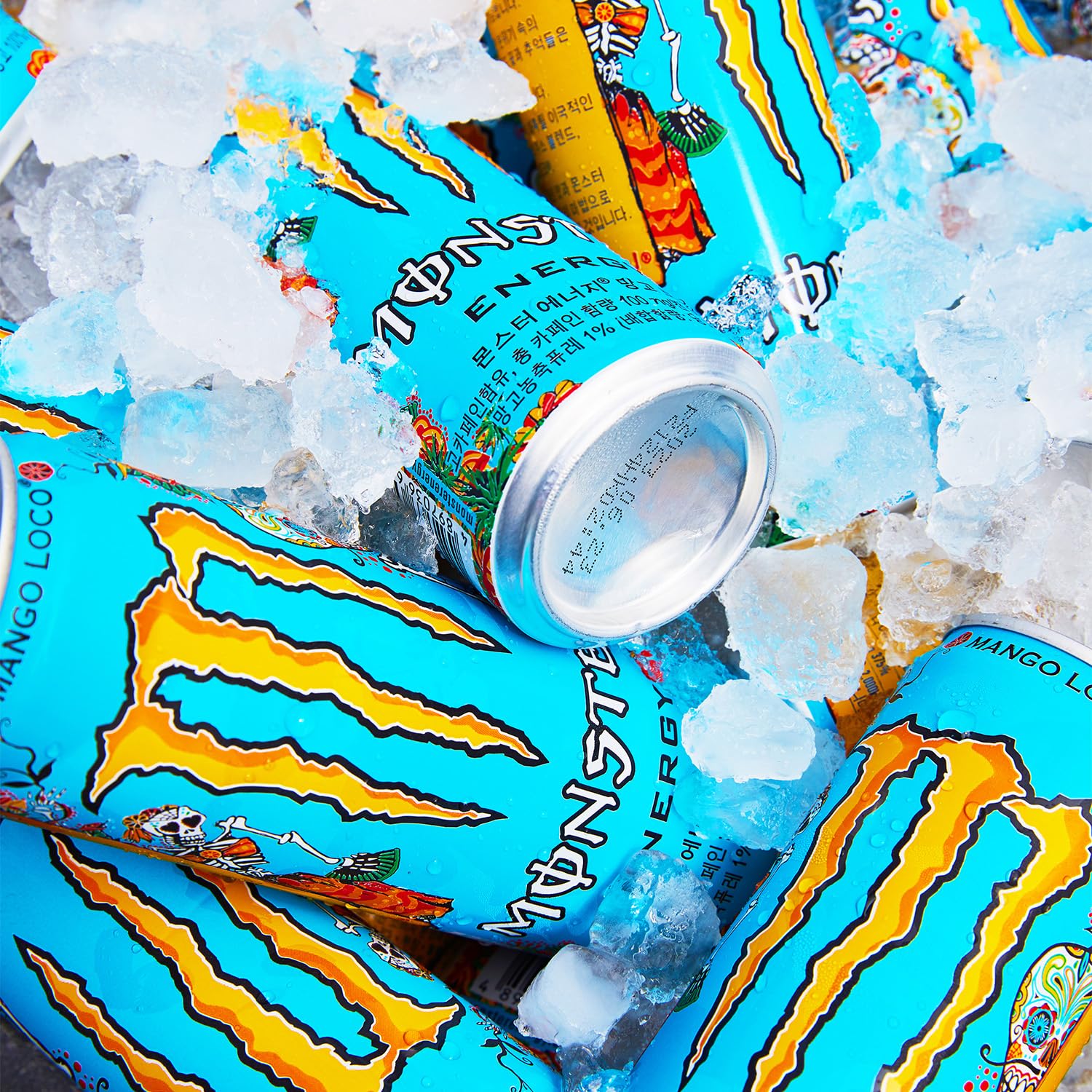 Monster Energy Mango Loco avec jus tropicaux â avec acide carbonique, palette Energy Drink 24 x 500 ml et autocollant gratuit