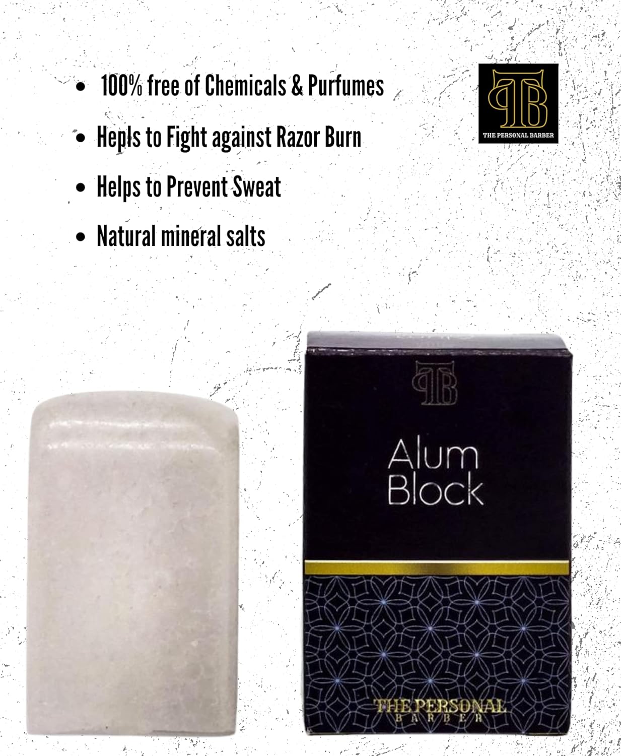 The Personal Barber Alum Block 50G Post Shaving Natural Block Stops
