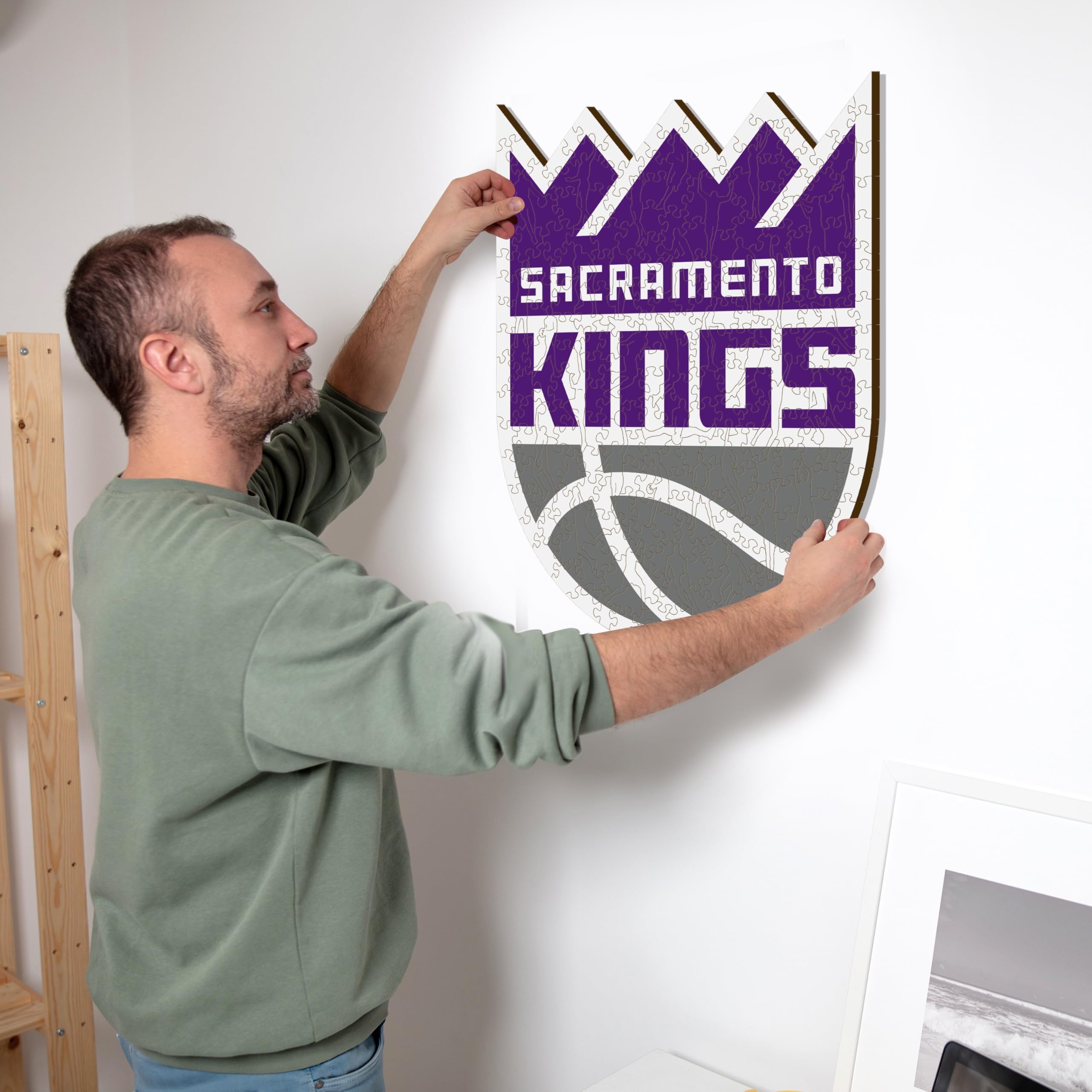 Iconic Puzzles NBA Drewniane Puzzle Wielokolorowe, M, 270 sztuk, SacramentoKings-M