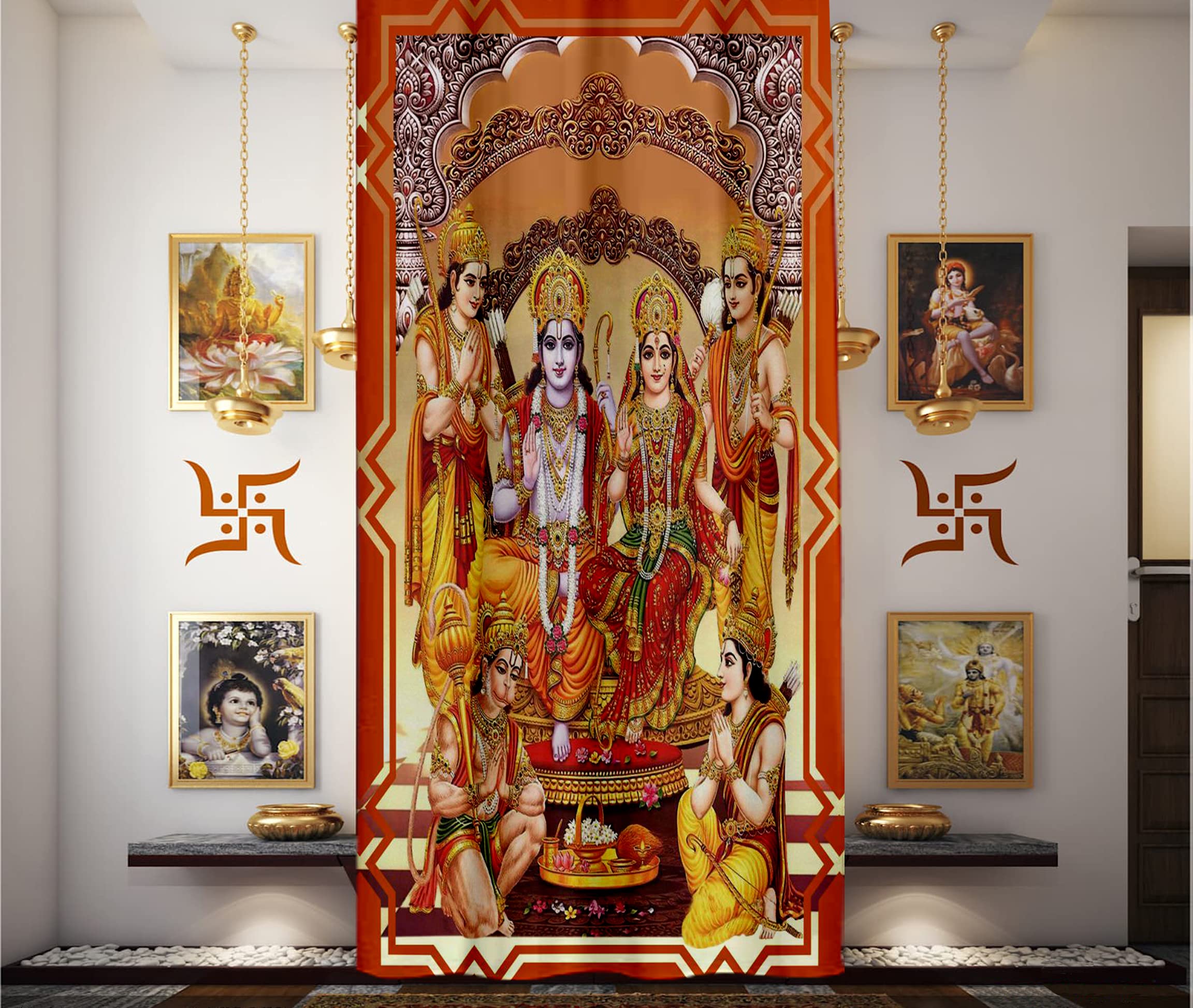 Buy JAW Beautiful Digital Soft Satin Printed Pooja Room CurtainPooja