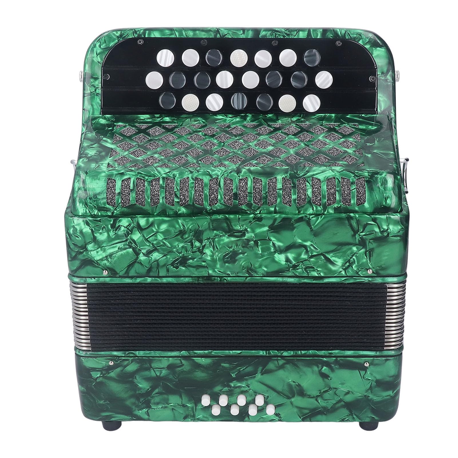 Sorandy Fisarmonica a 22 Tasti 8 Bassi, Strumento Musicale Professionale a Fisarmonica con Bottoni Sensibili Allo Scivolamento con Tracolla per Spettacoli Professionali Ed Esami (GREEN)