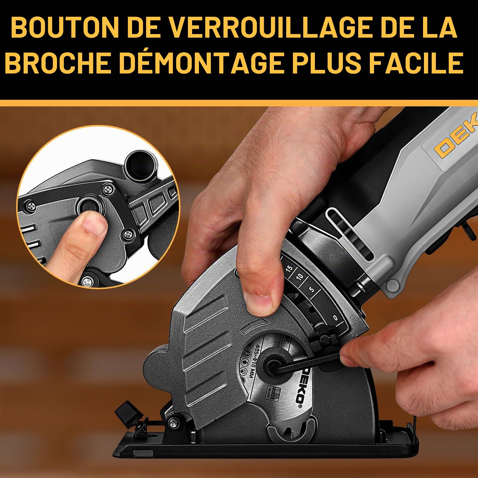 DEKOPRO Mini Scie Circulaire 600W: 5500 RPM, Lame De 85 mm, Trait De Scie De 27 mm, Port De Dépoussiérage Avec Tuyau, Mini Scie Circulaire Pour Le Bois, Le Métal, Le Carrelage et Les Plastiques