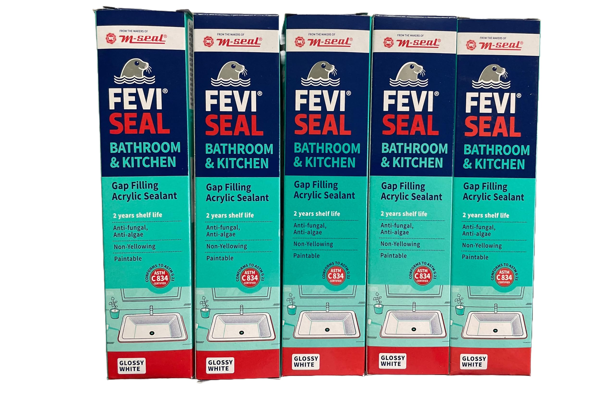 Fevi Seal (M-Seal) Waterproof Bathroom & Kitchen Gap Filling Acrylic Sealant,Tiles Gap Filler, Crack Gap Filler, Water Resistant, Acrylic Sealant for DIY Home Sink Gaps or Grouting (Pack of 5) (B0CL7BP8CZ) Amazon Price History, Amazon Price Tracker