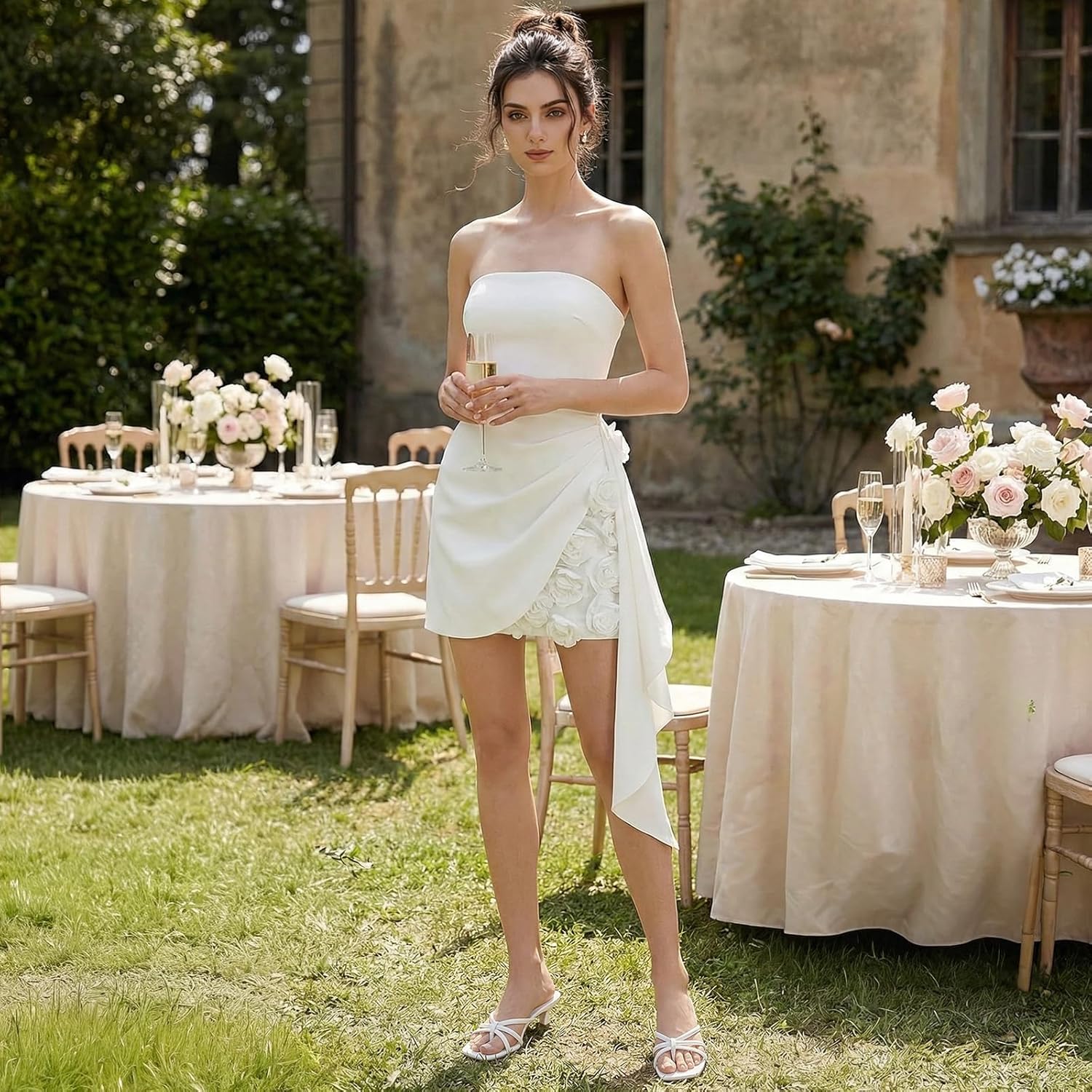 Athlefit Women's Strappy Kitten Heels Square Toe Flip Flop Low Heels Slip On Thong Heeled Sandals - Image 2