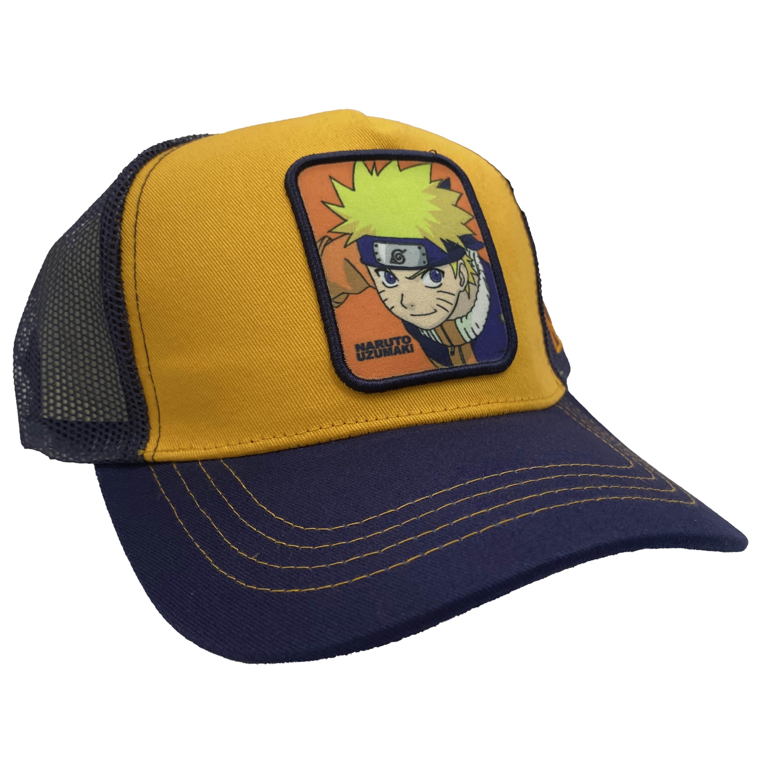 Naruto | Artículo Licenciado Oficial | Gorras de Hombre | Villa Oculta De La Hoja | Gorras de Hombre | Talla única Baseball Cap | Azul-Naranja| Unisex