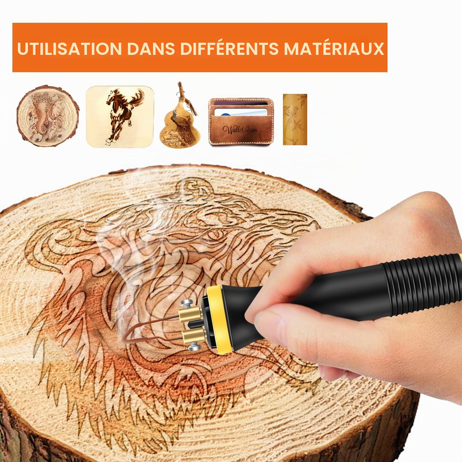 BURNNOVE Double Stylo Pyrograveur sur Bois 60W 220V Kit de Pyrogravure Bois Professionnel aver 33 Pointes de Soudage Utilisation Alternée Plumes Température Réglable pour Souder Liège Cuir