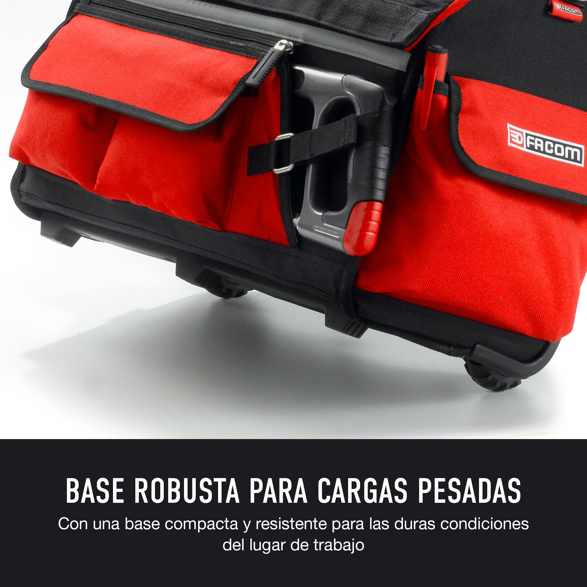 FACOM - Bolsa Portaherramientas Téxtil con Ruedas PROBAG, Compacta 14'', Organización Eficaz, 6 Bolsillos Externos, Acceso Inmediato, 33L de Capacidad, Ruedas de 90mm, Empuñadura Telescópica, BS.R20PB