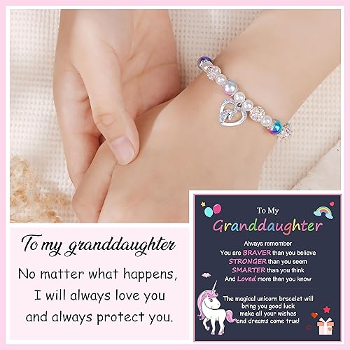 Miniatura 2 de JoycuFF Daughter Granddaughter Niece Pink Pearls Charm Bracelets for Girls Valentine's Day Birthday Back to School Christmas Gift for Girls