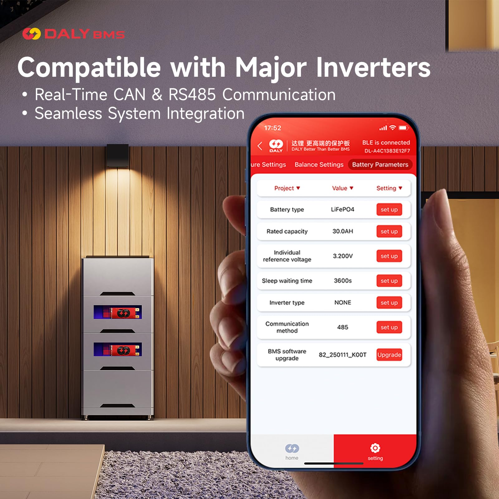 DALY BMS da 12V a 24V 200A – Sistema di gestione intelligente per batterie al litio con Bluetooth integrato, RS485 e CAN, per pacchi batteria 4S – 8S (Li-ion, LiFePO4, LTO)