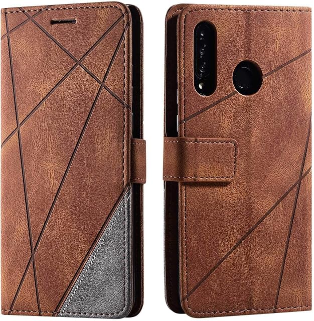 Huawei P30 Lite Case, SONWO Premium Leather Flip Wallet Case Magnetic Closure Card Slots Kickstand Phone Case for Huawei P30 Lite, Brown