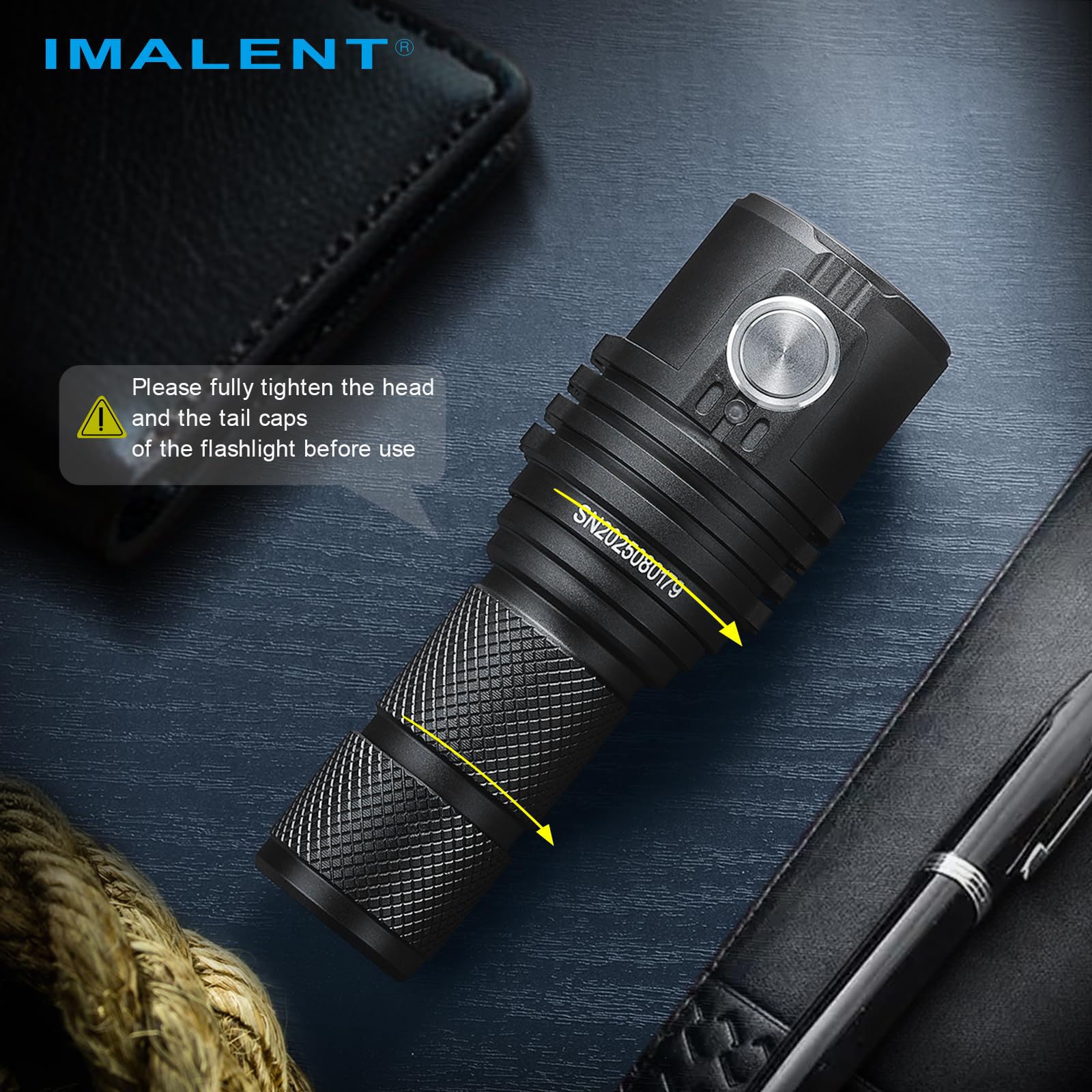 IMALENT MS03 13000 lúmenes linterna táctica antorcha EDC súper luminosa, 3 unidades CREE XHP70 2ª linterna de mano LED de alta lúmenes para camping, senderismo, seguridad y emergencia (luz cálida)