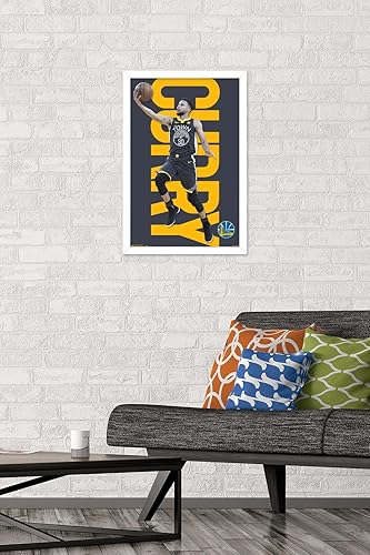 Miniatura 2 de Trends International NBA Golden State Warriors - Póster de pared de Stephen Curry 18, 14.725 x 22.375 pulgadas, versión enmarcada en blanco