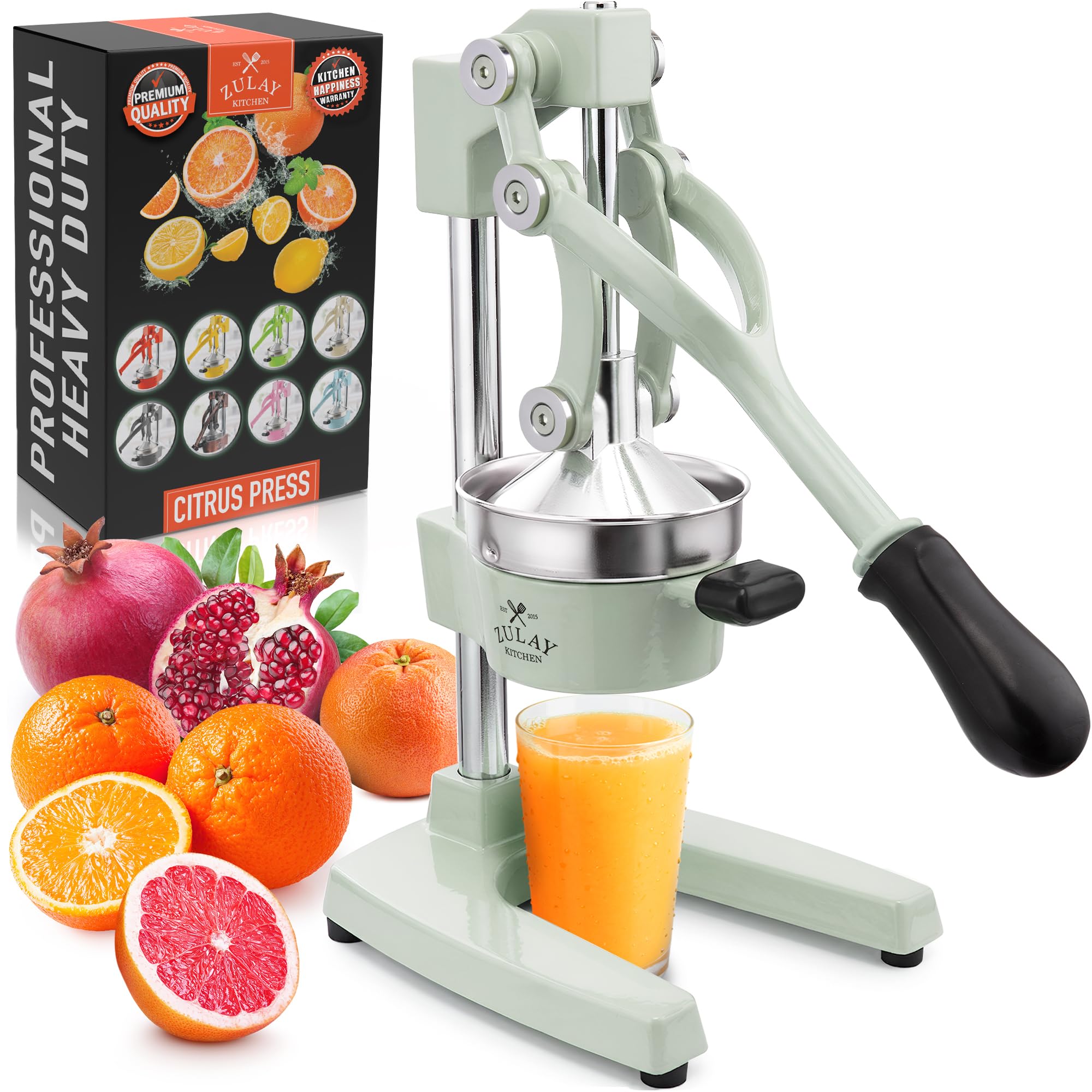 Zulay Kitchen Cast Iron Juicer, Orange Manual Juicer, Citrus Press, Mist