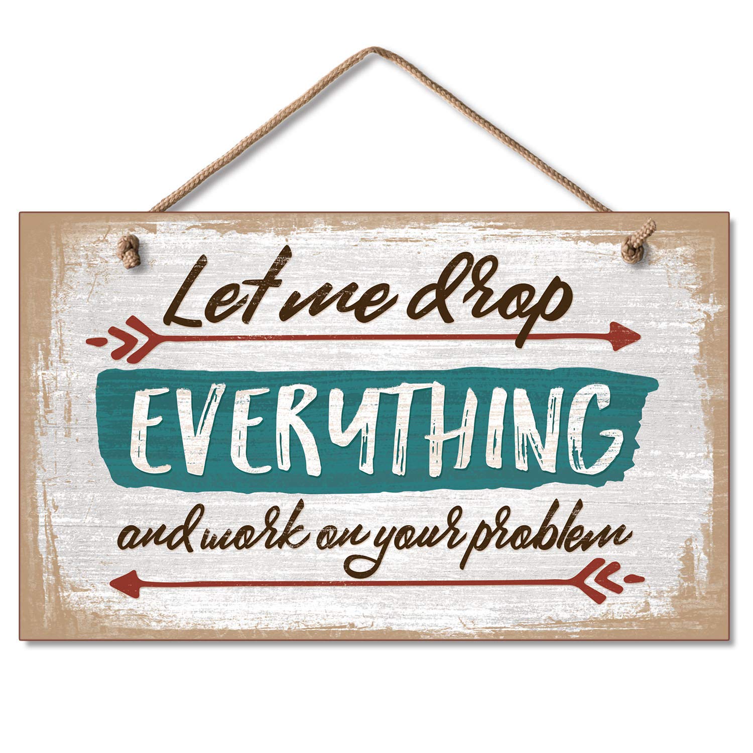 Apular New Wood Sign Front Door Sign "Let Me Drop Everything" Porch Decor Hanging Wooden Wall Sign Home Garden Yard Signs Plaque Farm House Gifts, 5X10 Inch