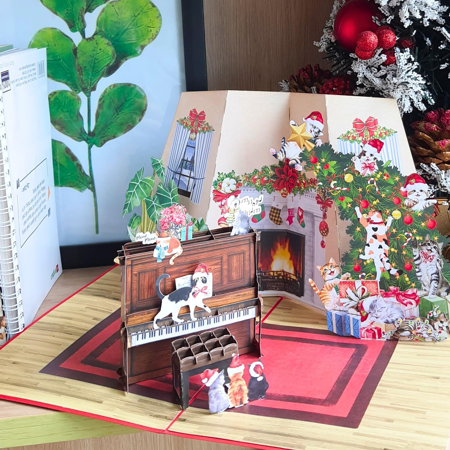 HEARTAGS- Pop Up Christmas Card Cats, 3D Cat Christmas Card Pop Up, 6x8 in Popup Holiday Gretting Cards For Husband, Wife, Kids, Mom, Dad, Son, Daughter, Parents, Adults With Envelope and Message Note - Image 6