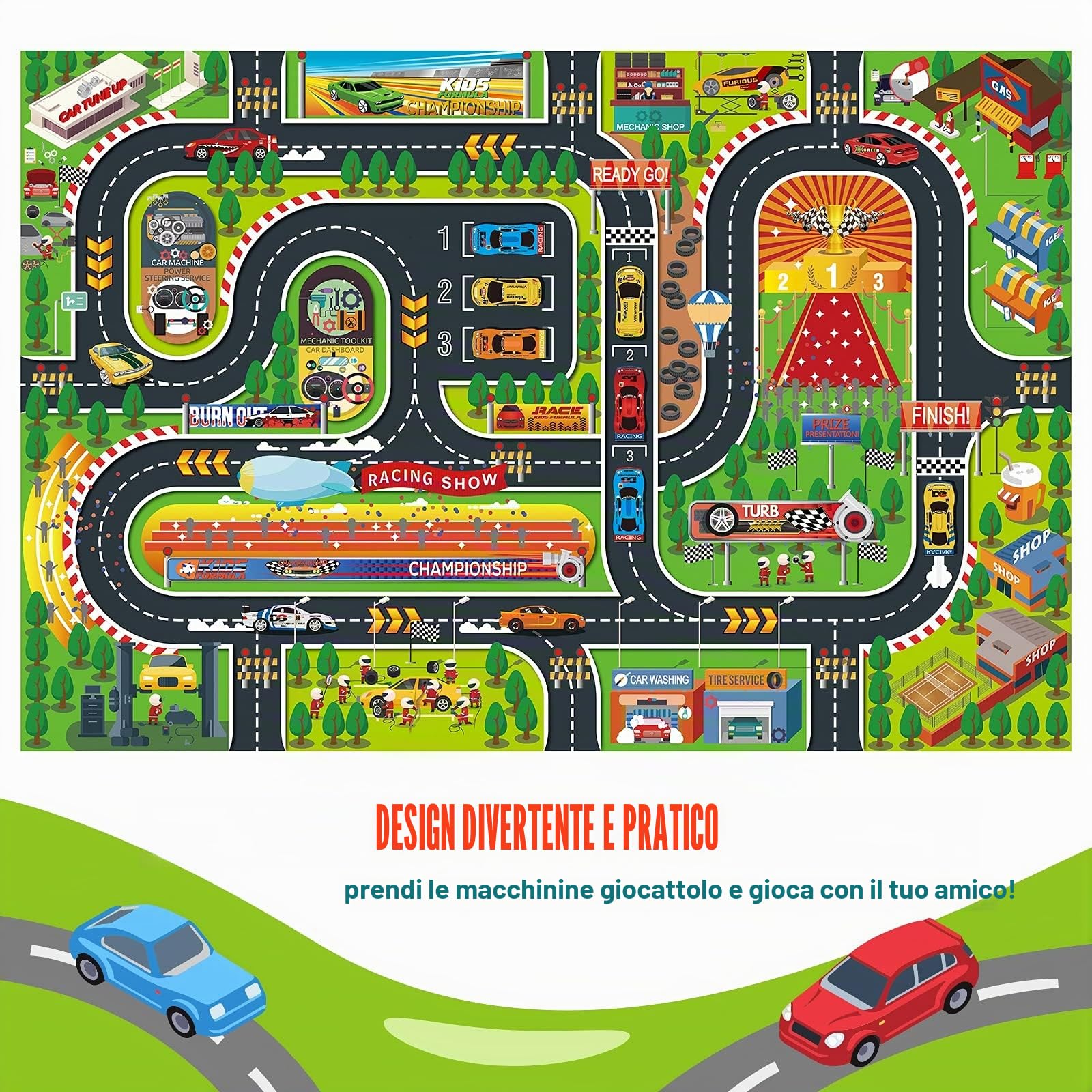 Oriate Tappeto da Gioco Moderno per Bambini, Interazione Genitore-Figlio, Traffico Stradale Educativo, Vita in Città 552-C