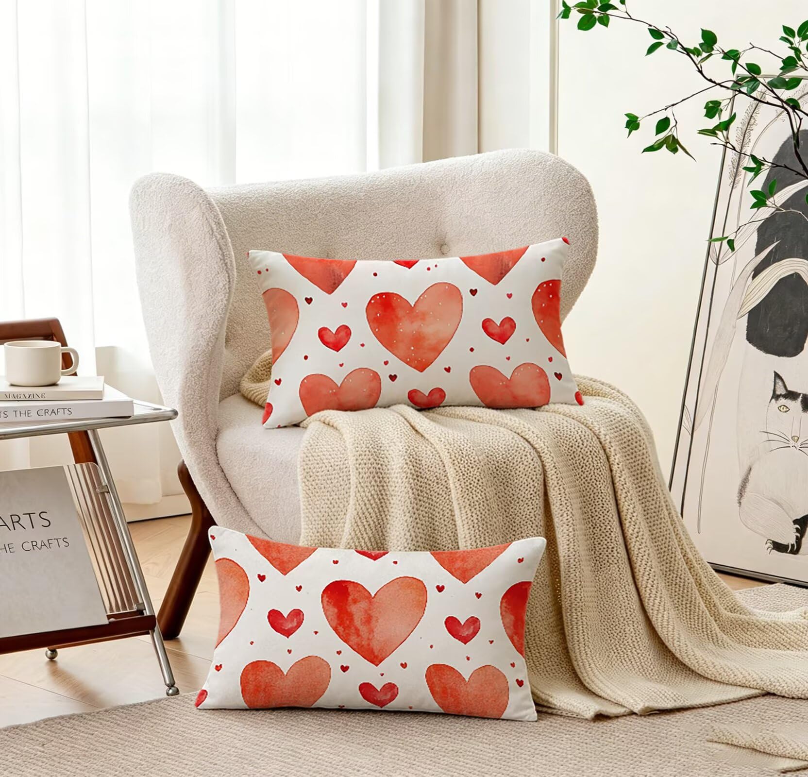 Rot Kissenbezug 60x80 Liebe Kopfkissenbezug 2er Set,Wohnaccessoires & Deko,Weich und Atmungsaktiv Samt Stoff mit Verstecktem Reißverschluss für Bett Sofa Kissen Dekokissen-86379