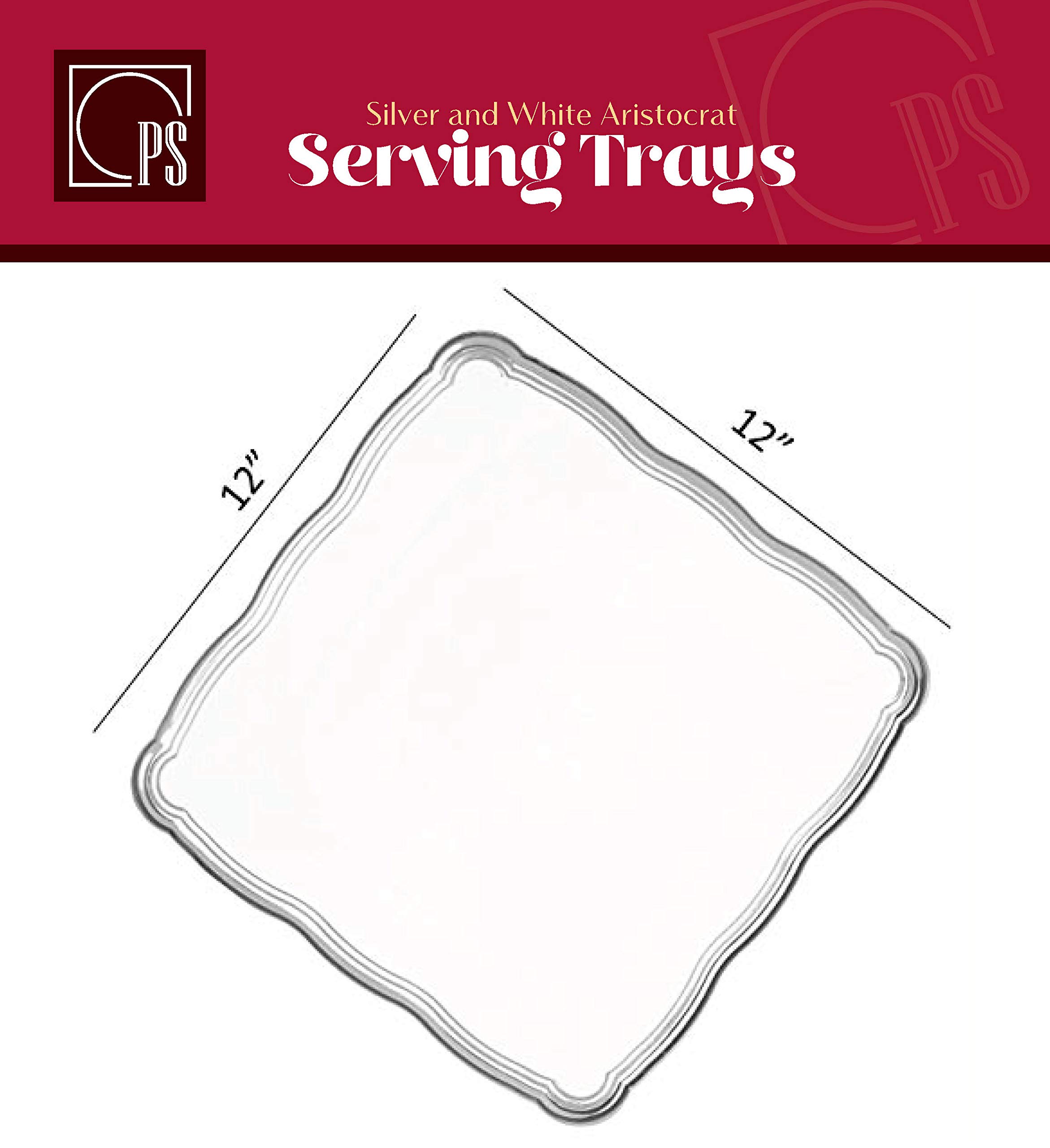 Plastic Serving Tray Disposable Heavyweight Serving Party Platters, 6