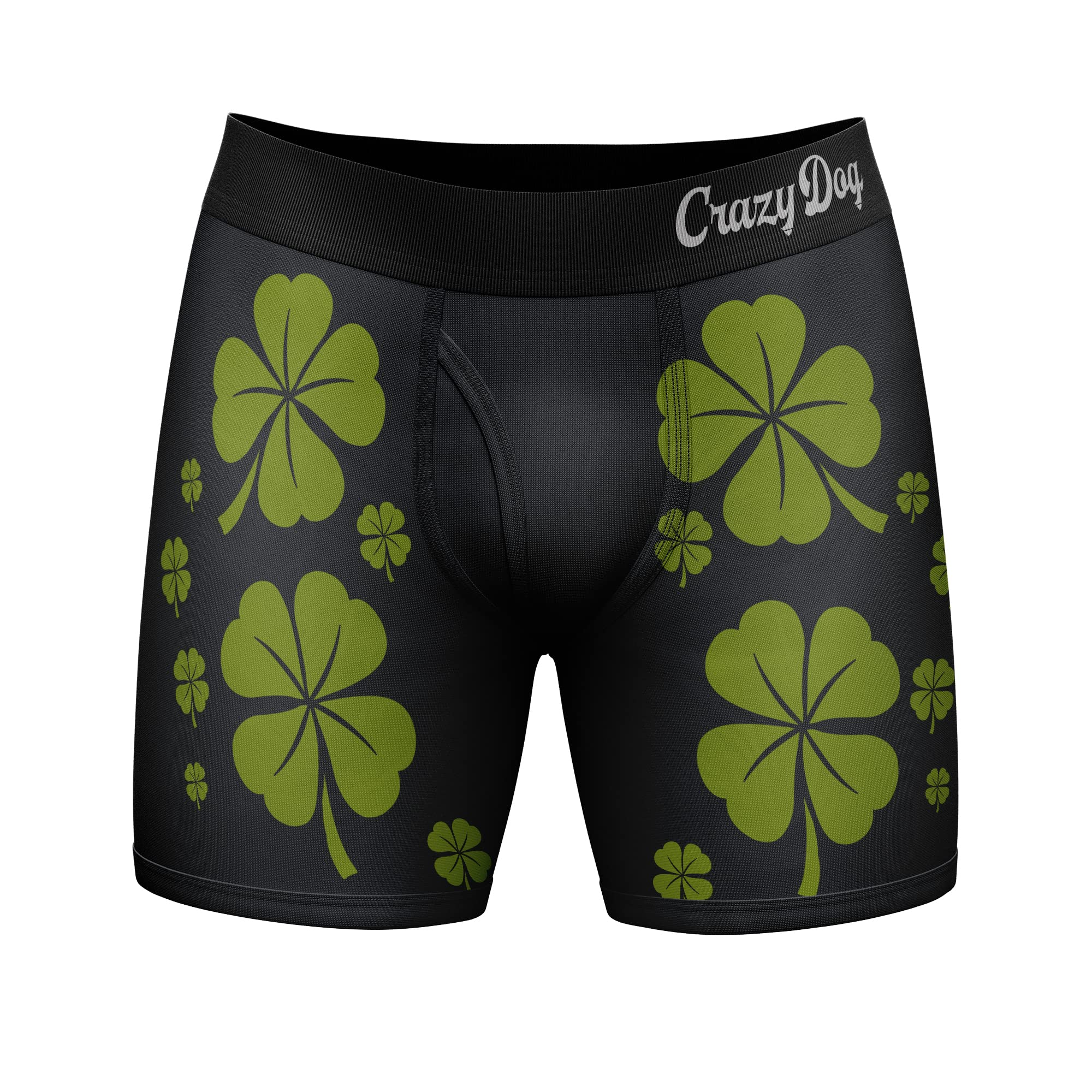 Crazy Dog T-Shirts Mens Rub for Luck Boxer Briefs Funny St Patricks Day Novelty Underwear for Guys
