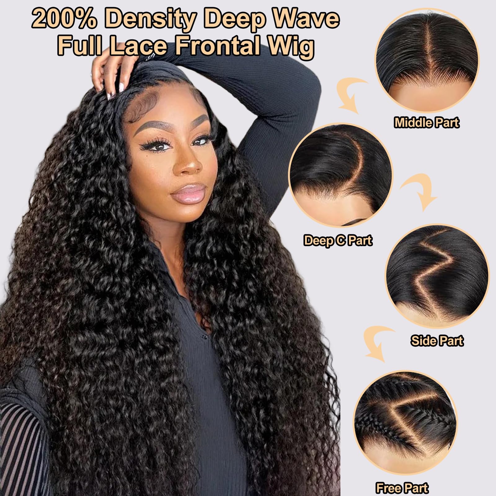 Deepwave full lace wig 30” 30 32 34 inch Lace Front Human Hair Wigs Brazilian Loose  main image 2