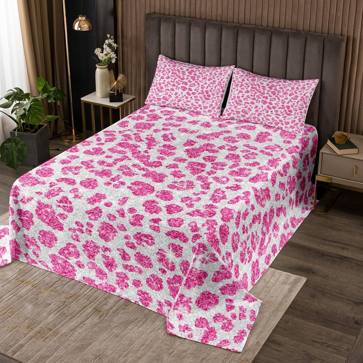 jejeloiu Blue Leopard Bedspread Queen Size Cheetah Coverlet Set Animal Print Quilted Coverlet for All Season with 2 Pillowcases Leopard Fur Print Microfiber Lightweight Safari