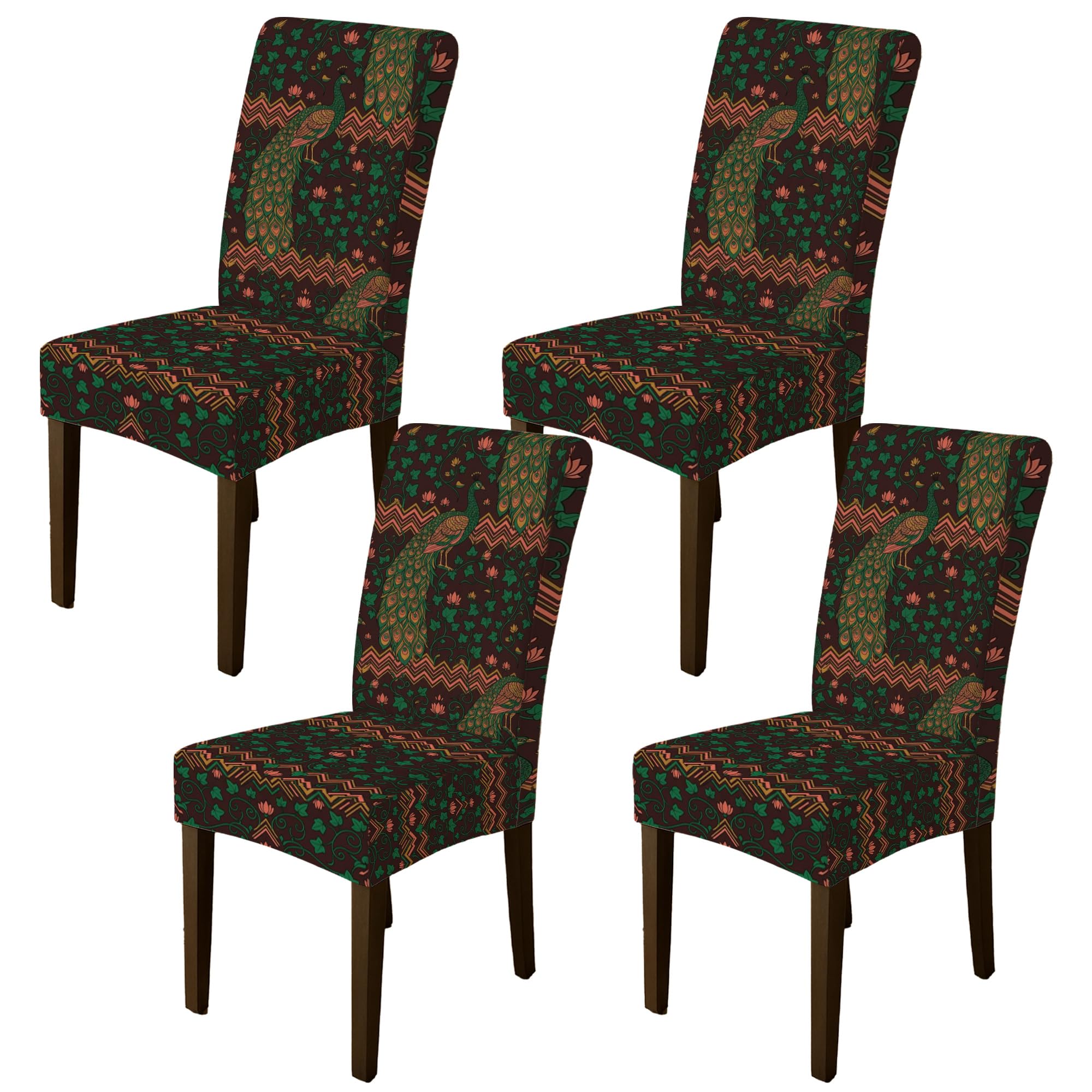 Housse de chaise bohème pour salon et cuisine lot de 4 vert automne