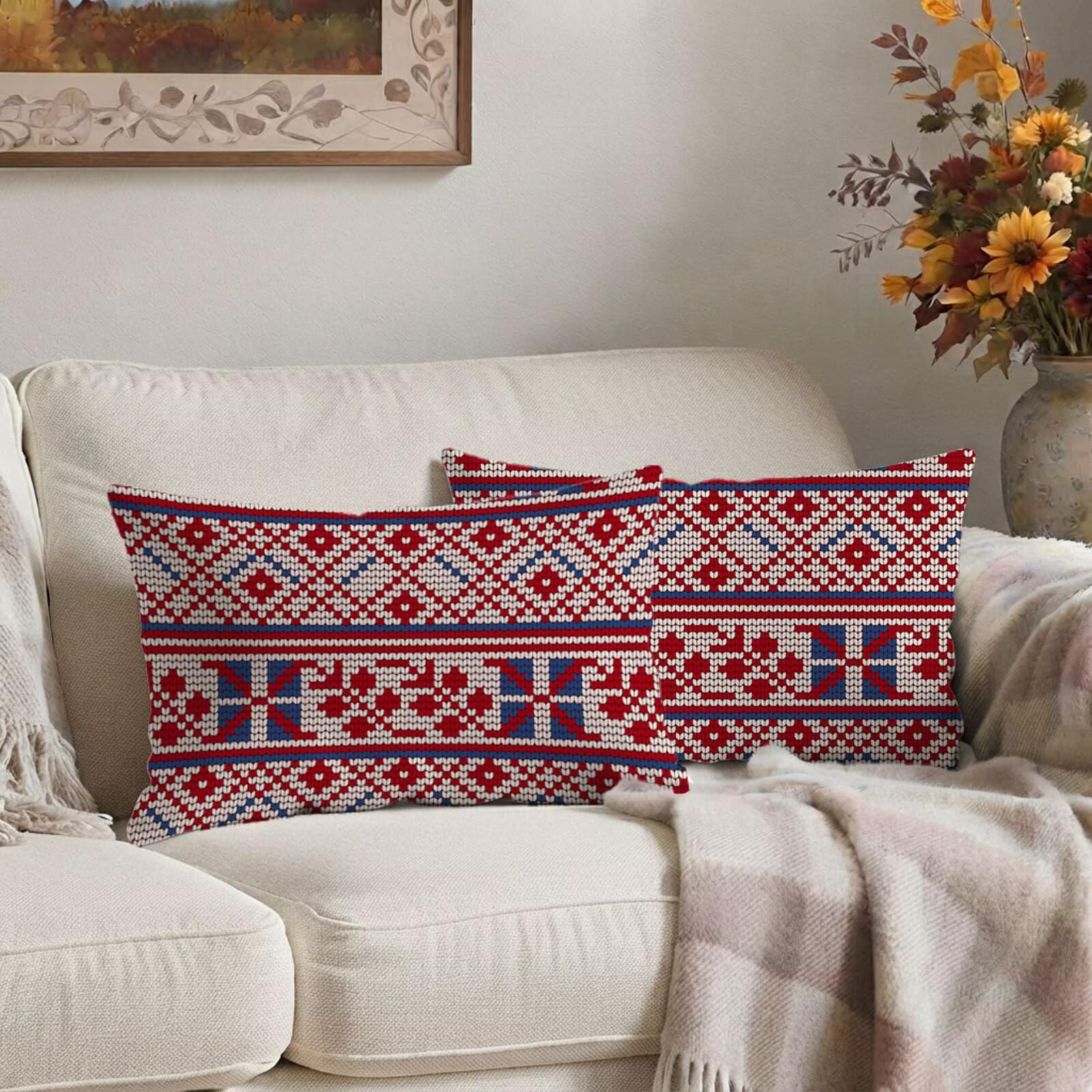 Poszewki na poduszki Boże Narodzenie retro 60 x 80 cm poduszki poduszki na