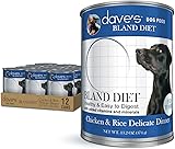Dave's Pet Food Bland Diet Dog Food (Chicken & Rice), Sensitive Stomach, Easy to Digest, Gluten-Free, Digestive Care, Wet Canned, 13.2 oz (Case of 12) Bland Chicken & Rice 13.2 Ounce (Pack of 12)
