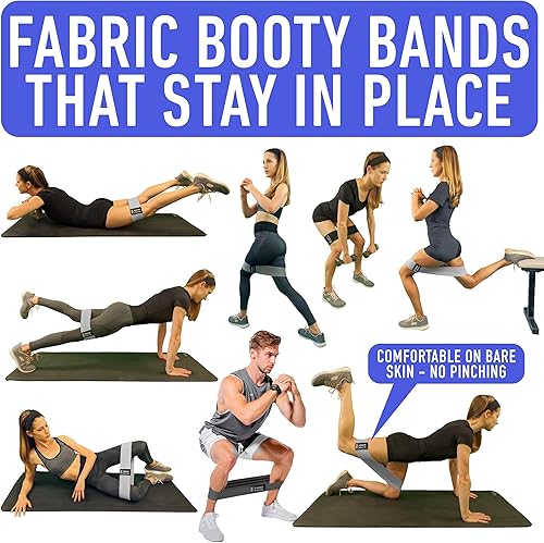 Miniatura 2 de Bandas de resistencia para entrenar con guía de bandas de entrenamiento. 4 bandas de glúteos para mujeres y hombres, bandas elásticas de tela para