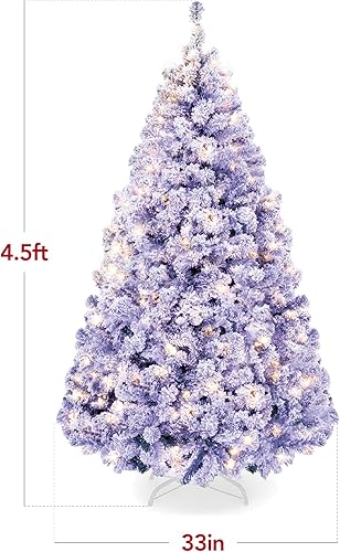 Miniatura 87 de Best Choice Products Árbol de Navidad rosa preiluminado de 6 pies, abeto completo con nieve artificial, decoración navideña con 250 luces, 928