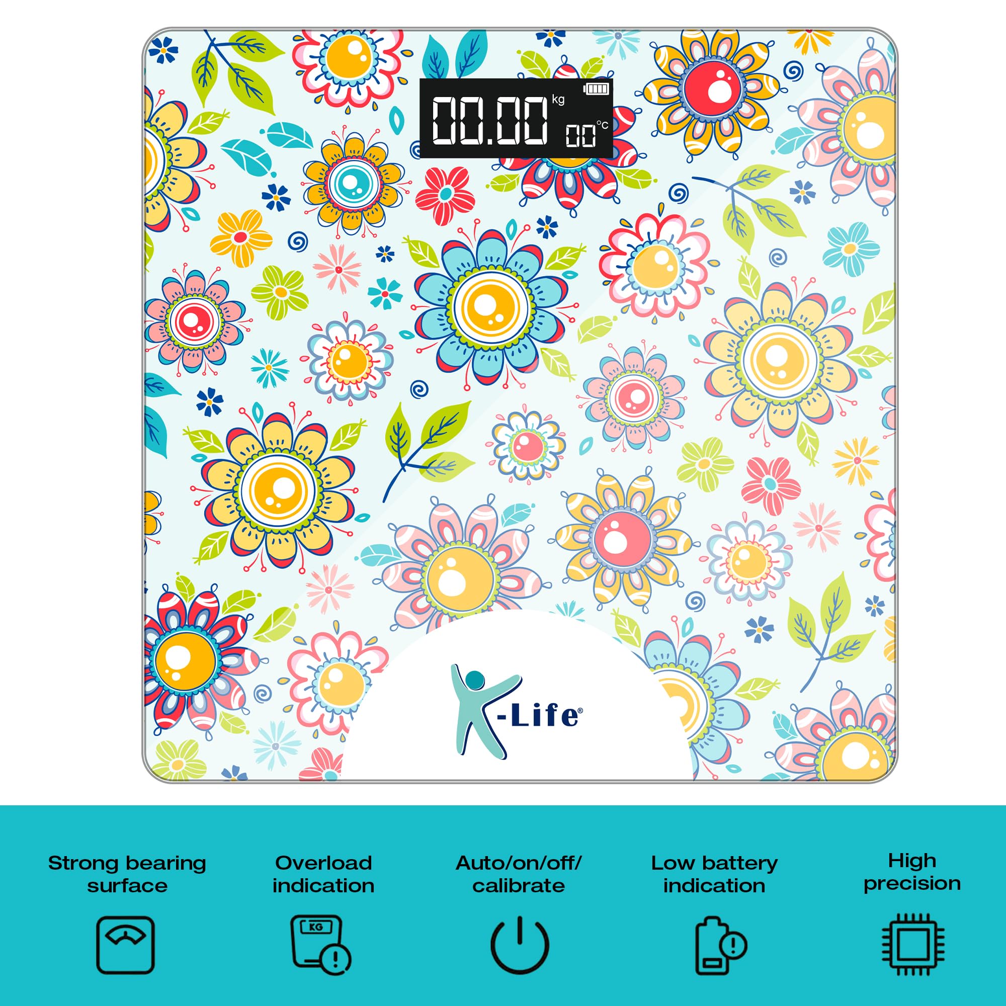 K-life WS-108 Digital Weighing Scale for Body Weight | Weight Machine for Home | High Accuracy Bathroom Personal Electronic Scale with LCD Display & Step-On Technology
