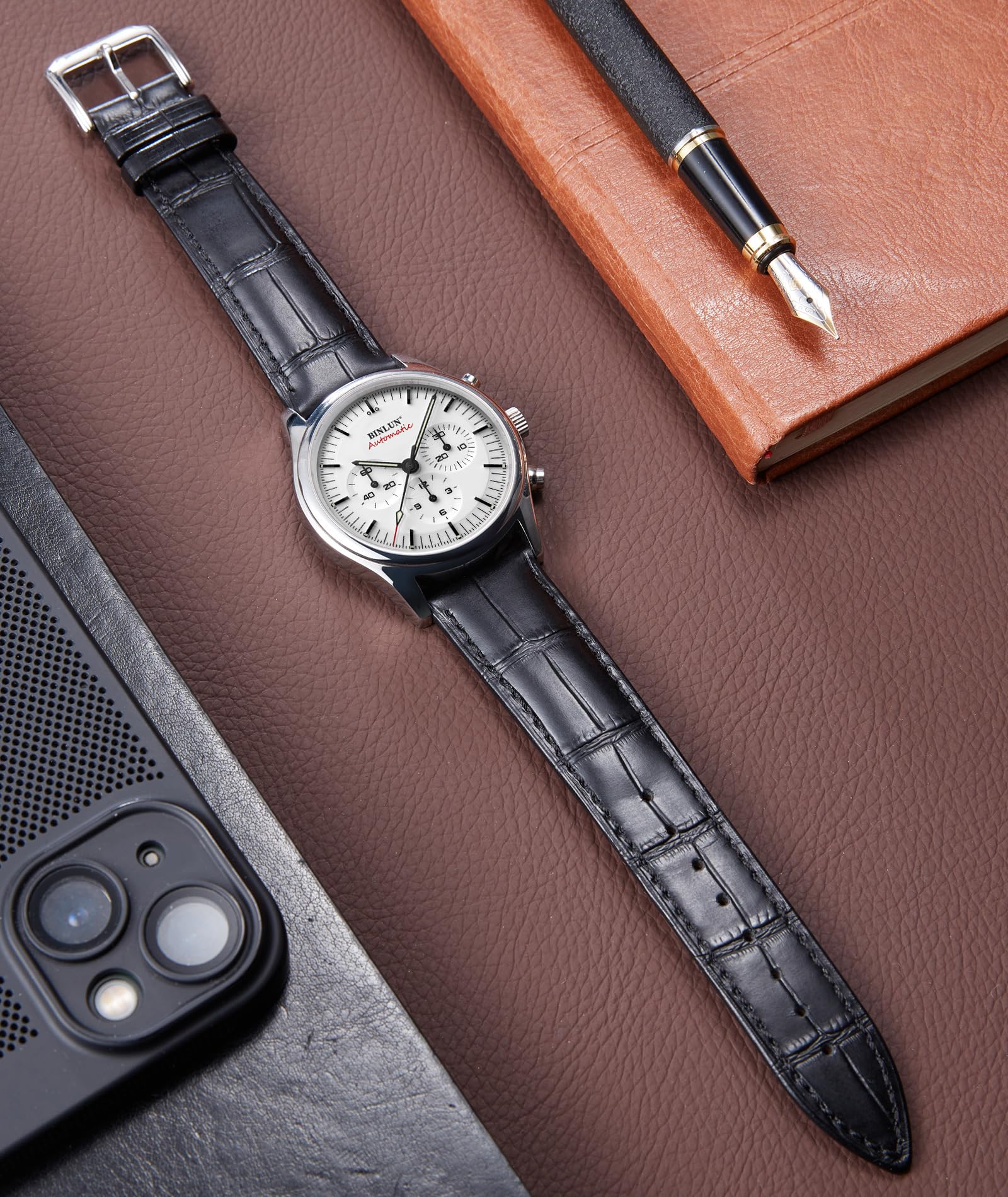 BINLUN Correa Reloj de Piel de Liberación Rápida Correas de Relojes de Cuero de Repuesto para Hombres y Mujeres con 12 Colores (10mm 12mm 14mm 15mm 16mm 17mm 18mm 19mm 20mm 21mm 22mm 23mm) - 4