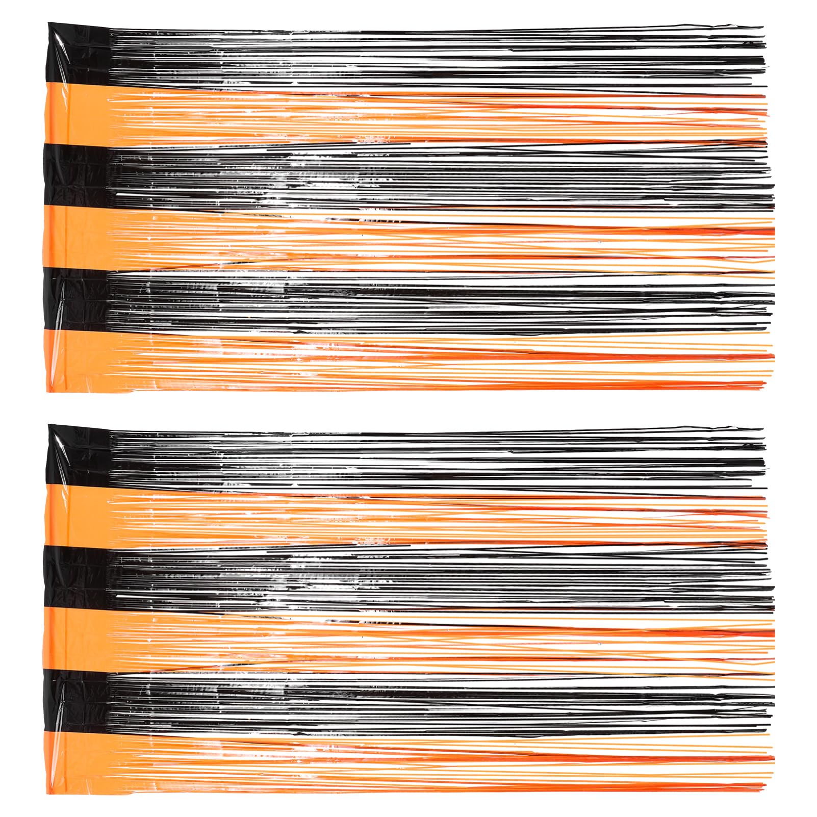 HANABASS Elegant Halloween Party Supplies 2pcs 1m x 2.5m Black Orange PVC Fringe Tassel Curtain for Decor