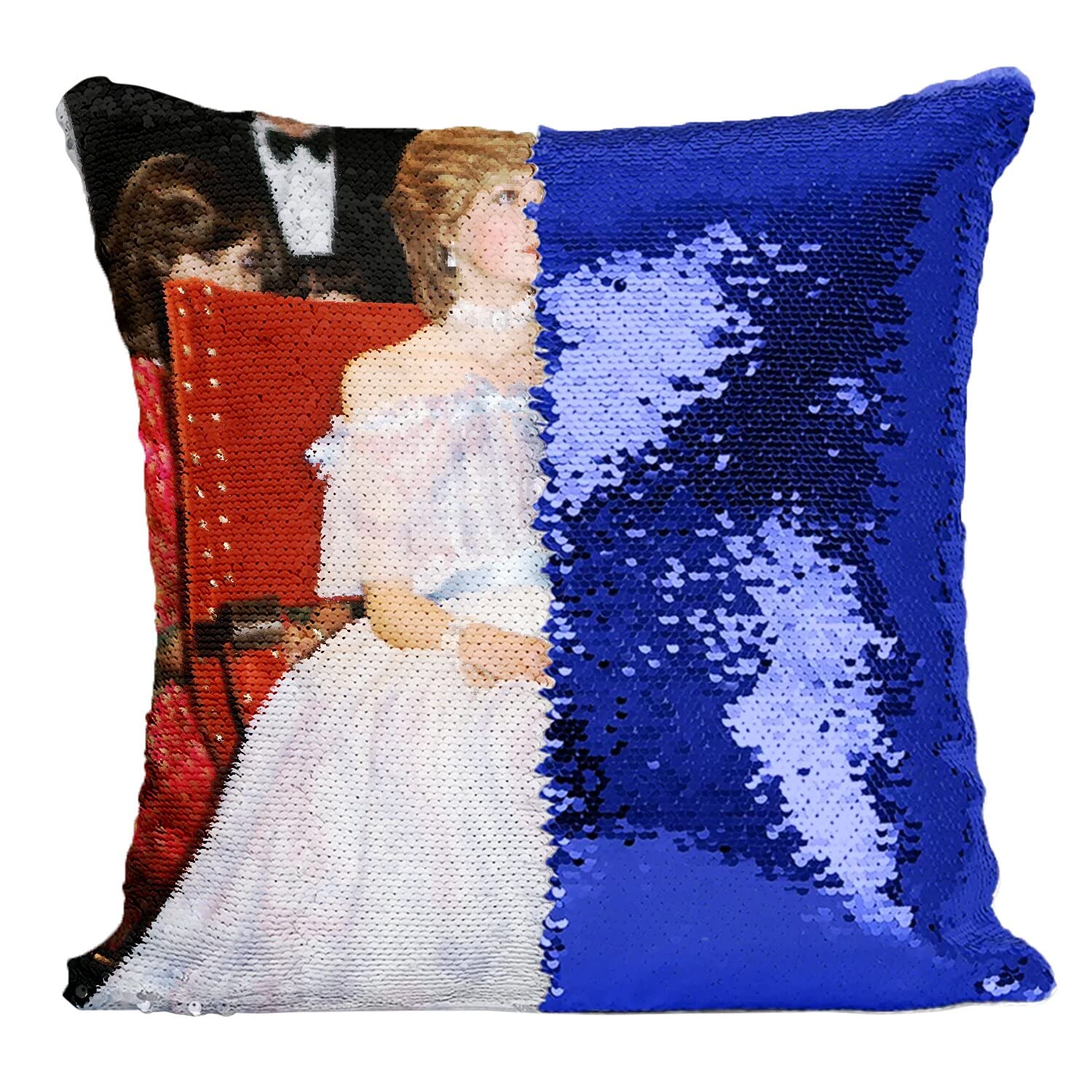 Fabulous Cushion with Sequin Cover Blue Lady Diana Princess England Ball Dress Royal Family