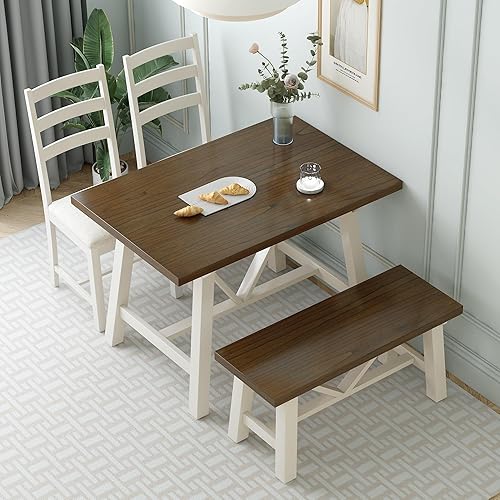 Moderno juego rústico de 3 piezas mesa de comedor de madera con altura de mostrador con 2 cajones de almacenamiento y 2 taburetes adecuado para Moderno juego rústico de 3 piezas mesa de comedor de madera con altura de mostrador con 2 cajones de almacenamiento y 2 taburetes adecuado para
